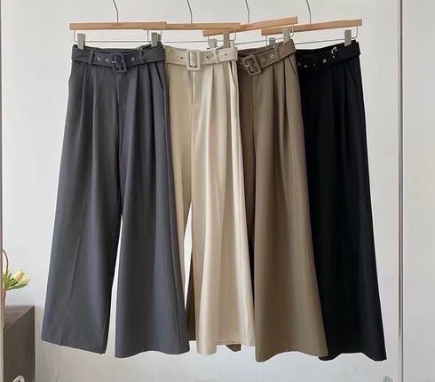 Women Wide Leg Formal Trouser With Belt